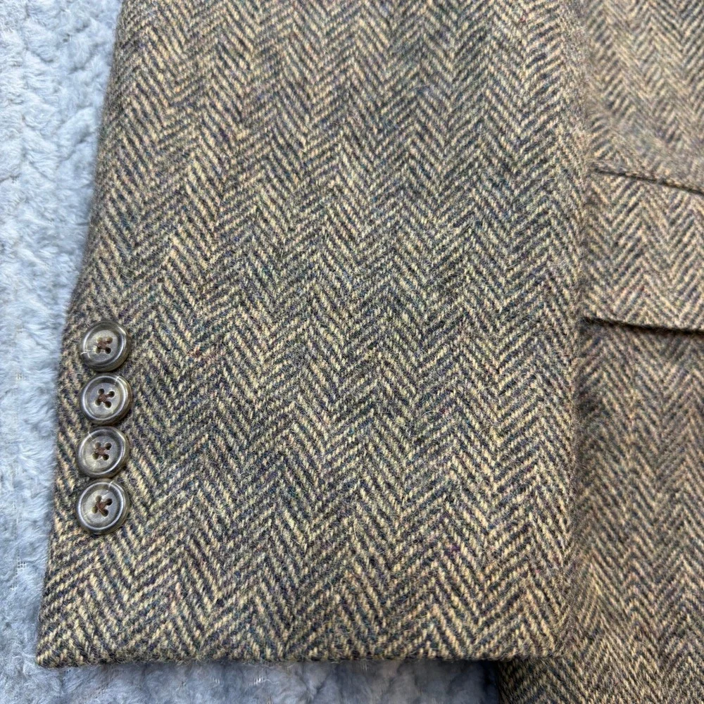 Burberrys Blazer Mens 41R Brown Wool Herringbone Sport Coat‎ Vintage